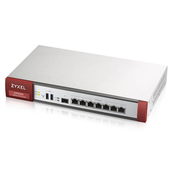 Zyxel VPN300, Rack,  GE  7xLAN  1xSFP, 2xUSB3.0, AP Controller (4/132)   ,         Geo IP