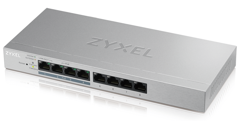 Zyxel GS1200-8HP, 8xGE (4xPoE+), ,  ( ),   VLAN, IGMP, QoS  Link Aggregation,  PoE 60 